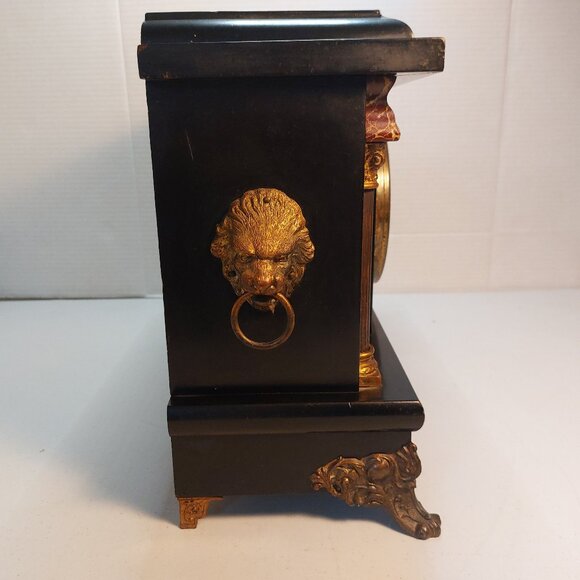 Vtg 1920s  "Longfellow" 8 Day Mantle Clock ~ Runs and has key and Pendulum - Picture 7 of 11